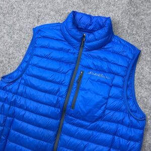 Eddie Bauer Vest Mens Large Blue Down Puffer Full Zip Lightweight Jacket Outdoor